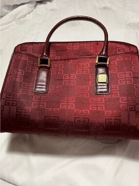 Givenchy Deep Red Monogram Top Handle Satchel authentic